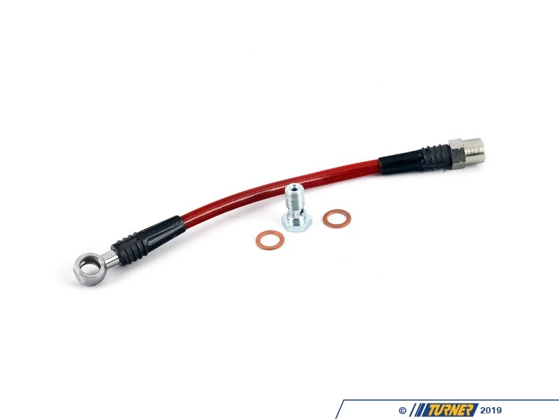 Braided Stainless Brake Hose - 9 Inch - Female To Banjo Fitting 3 Braided Stainless Brake Hose - 9 Inch - Female To Banjo Fitting