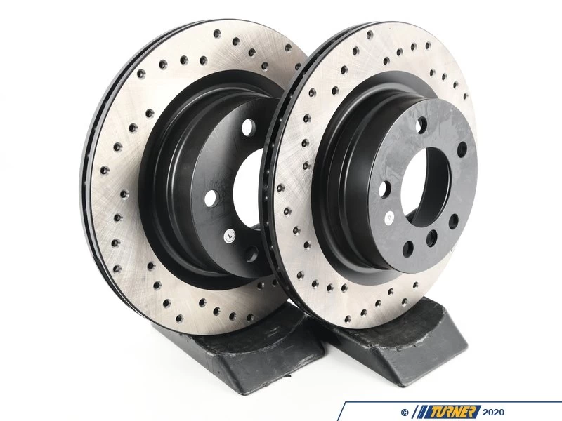 Cross-Drilled Brake Rotors - Rear - E90 E92 325i 328i (pair) 3 Cross-Drilled Brake Rotors - Rear - E90 E92 325i 328i (pair)